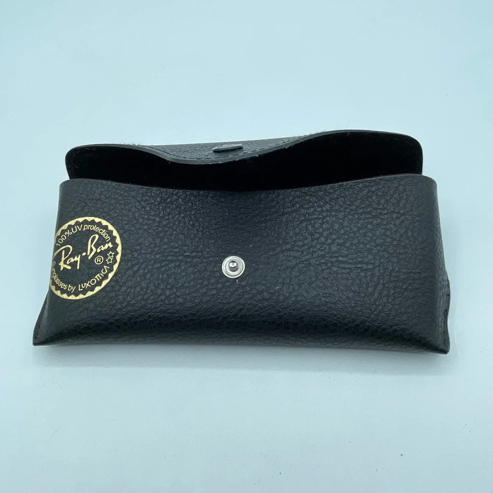 Ray Ban Sunglasses Case Black Faux Leather 100‎ UV Protection Snap Closure